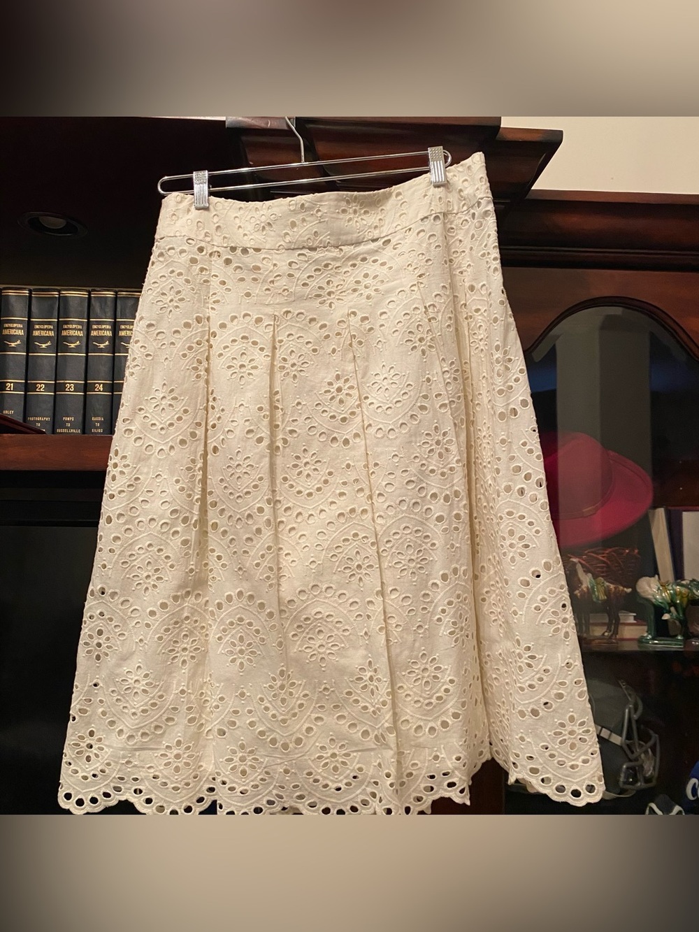 Boden Isadora Broderie Eyelet Skirt sz10 floral eyelet embroidery scalloped hem